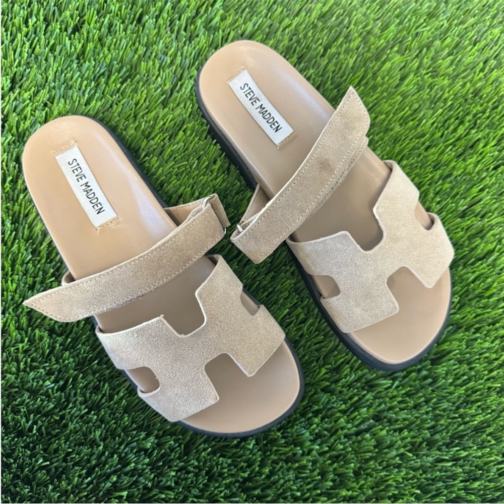 Steve Madden Tan Slide Sandals
